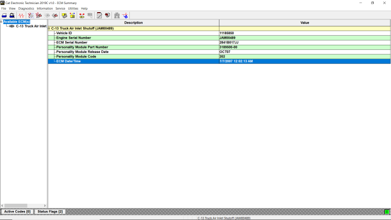 OBD2 Auto Scanner Tools Caterpillar ET Software Change The ECM DateTime
